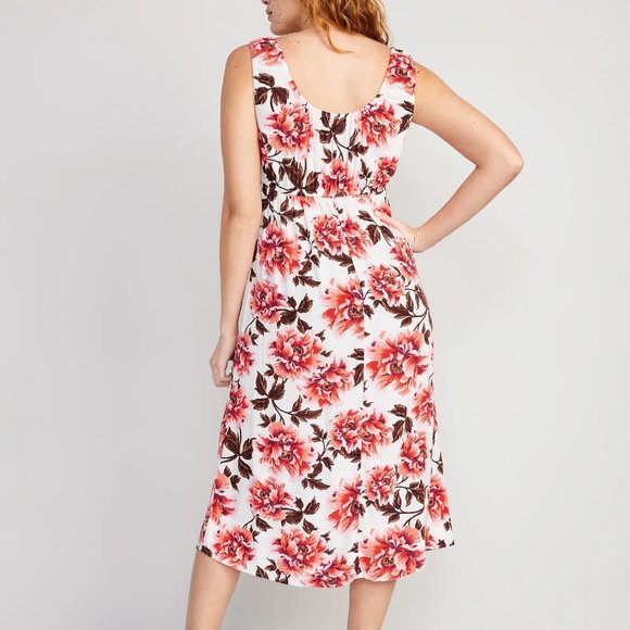 NWT Old Navy Waist-Defined Sleeveless Printed Crepe Midi Dress for Women - Picture 2 of 7